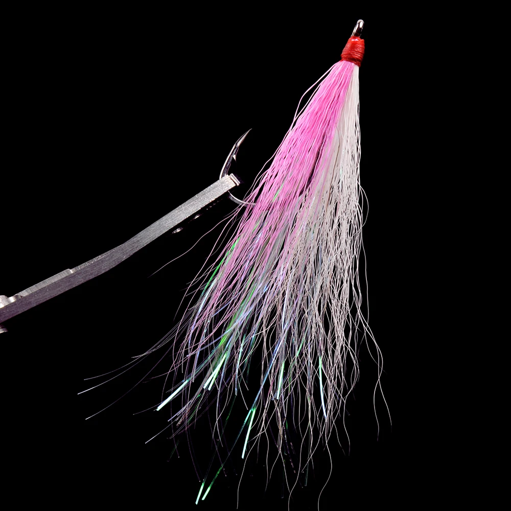 5 uds Bucktail Teasers anzuelo de pesca Señuelos de pesca de agua salada aparejo anzuelos de pesca de acero alto en carbono para salmón trucha lubina - imagen 5