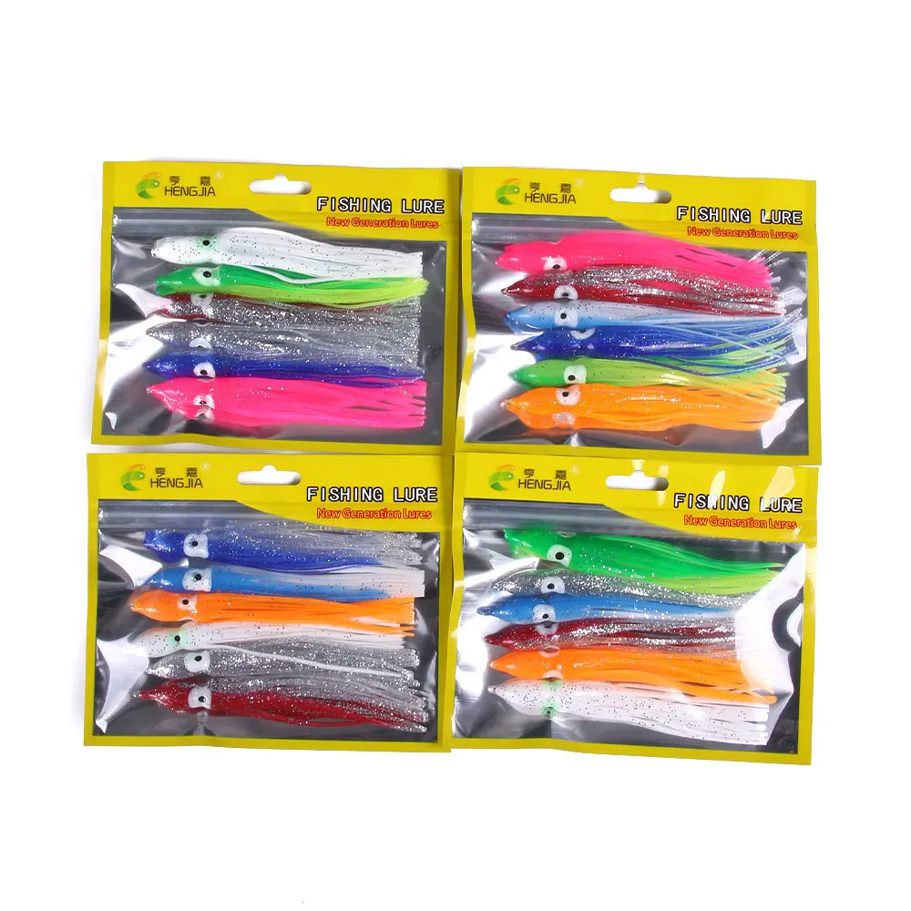 5 unids/bolsa 5-12cm 20 colores calamar brillante para señuelo de pesca hoochies de goma suave pulpo calamar falda cebo agua de mar para lubina atún - imagen 5