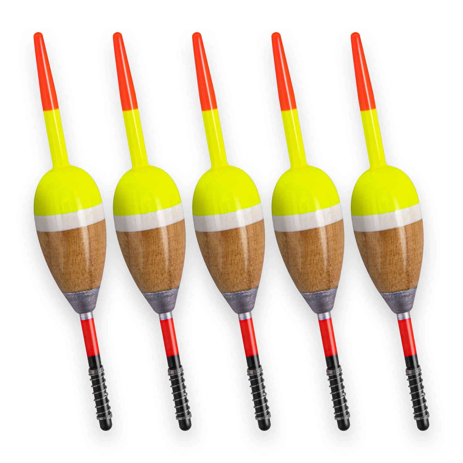 5 uds flotadores de pesca de madera Balsa Bobbers deslizantes flotadores de resorte ponderados flotabilidad para bagre trucha perca tipo panfish trucha lubina
