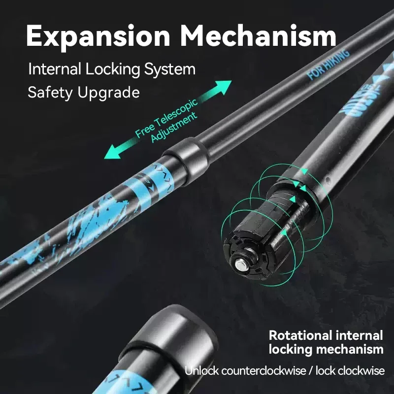 2025 nuevo bastón para caminar al aire libre aleación de aluminio Alpenstock telescópico senderismo bastón para adultos niños mujeres hombres niños - imagen 2