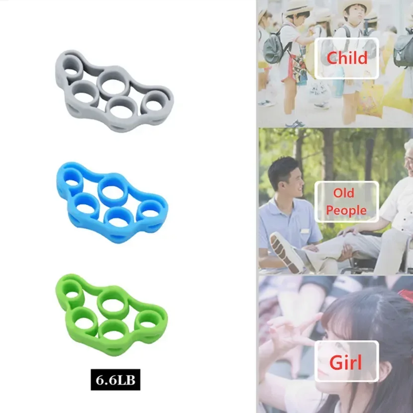 Expansor de dedo de silicona para ejercicio, agarre de mano, entrenador de fuerza de muñeca, bandas de resistencia, pinza de mano para Fitness, 3 uds. - imagen 5