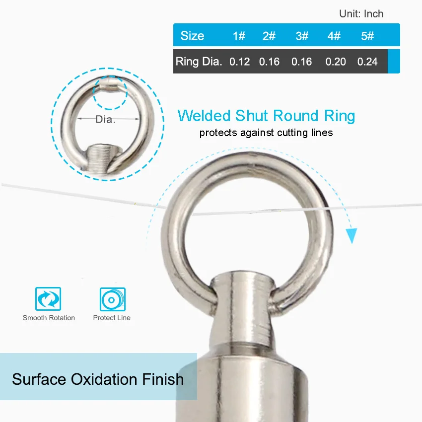 Ackibbik-Juego de rodamientos giratorios de pesca, 50 piezas, para agua salada, aparejos de pesca, conector giratorio - imagen 3