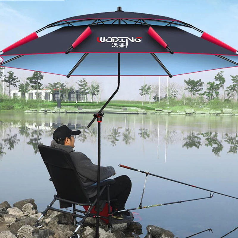 Paraguas de pesca con muleta, sombrilla Universal de goma, protector solar para lluvia, viento y sol, 2022 - imagen 2