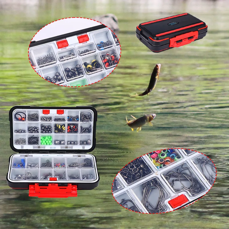 410 stuks professionele visset met visgereidoos, haken zinklood wartels voor basforel zoutwatervissen complete kunstaasset - imagen 2