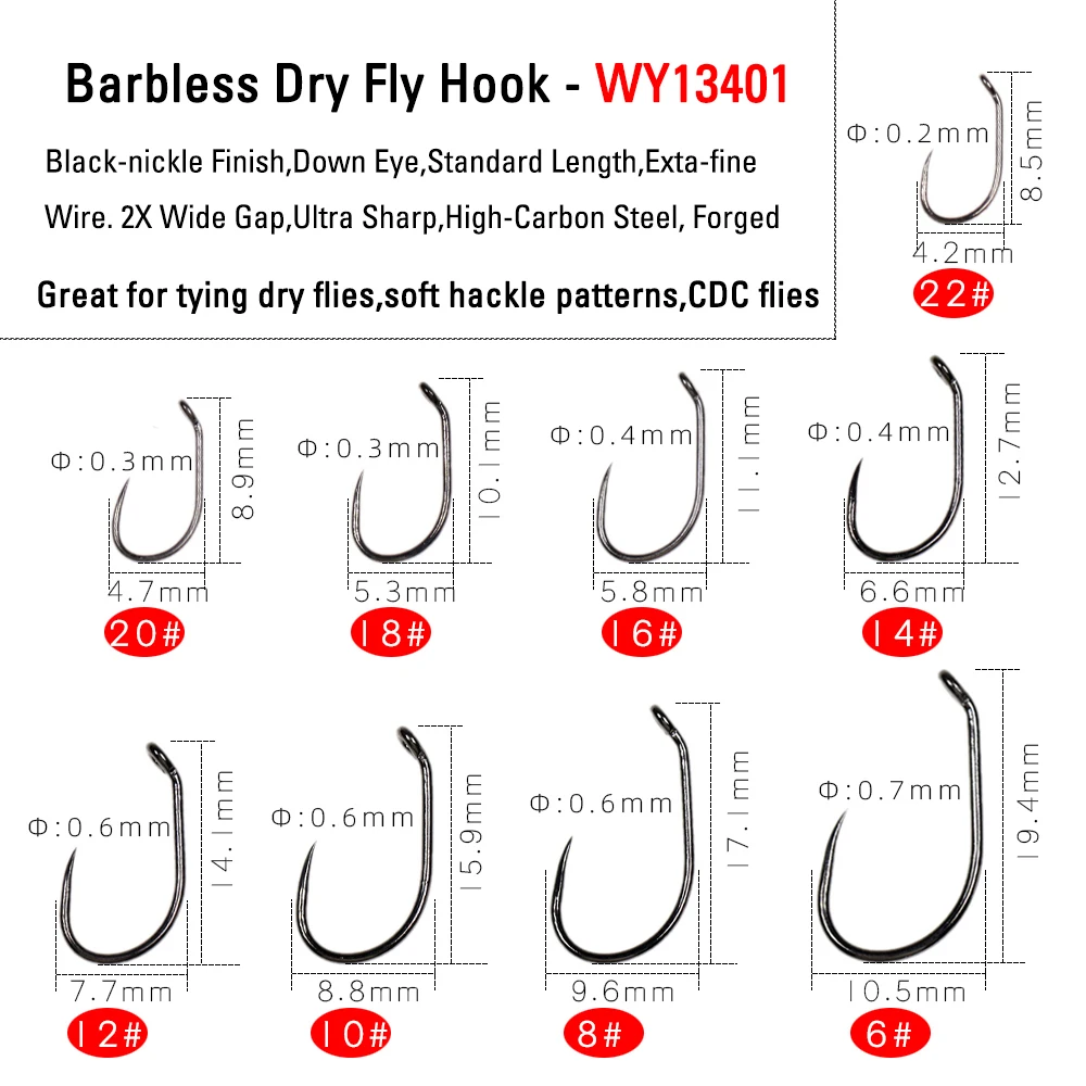 ICERIO 30 Uds. Anzuelo de pesca con mosca sin púas de competición, anzuelos para moscas húmedas y secas, anzuelo para atar moscas, trucha y salmón, sin púas - imagen 4