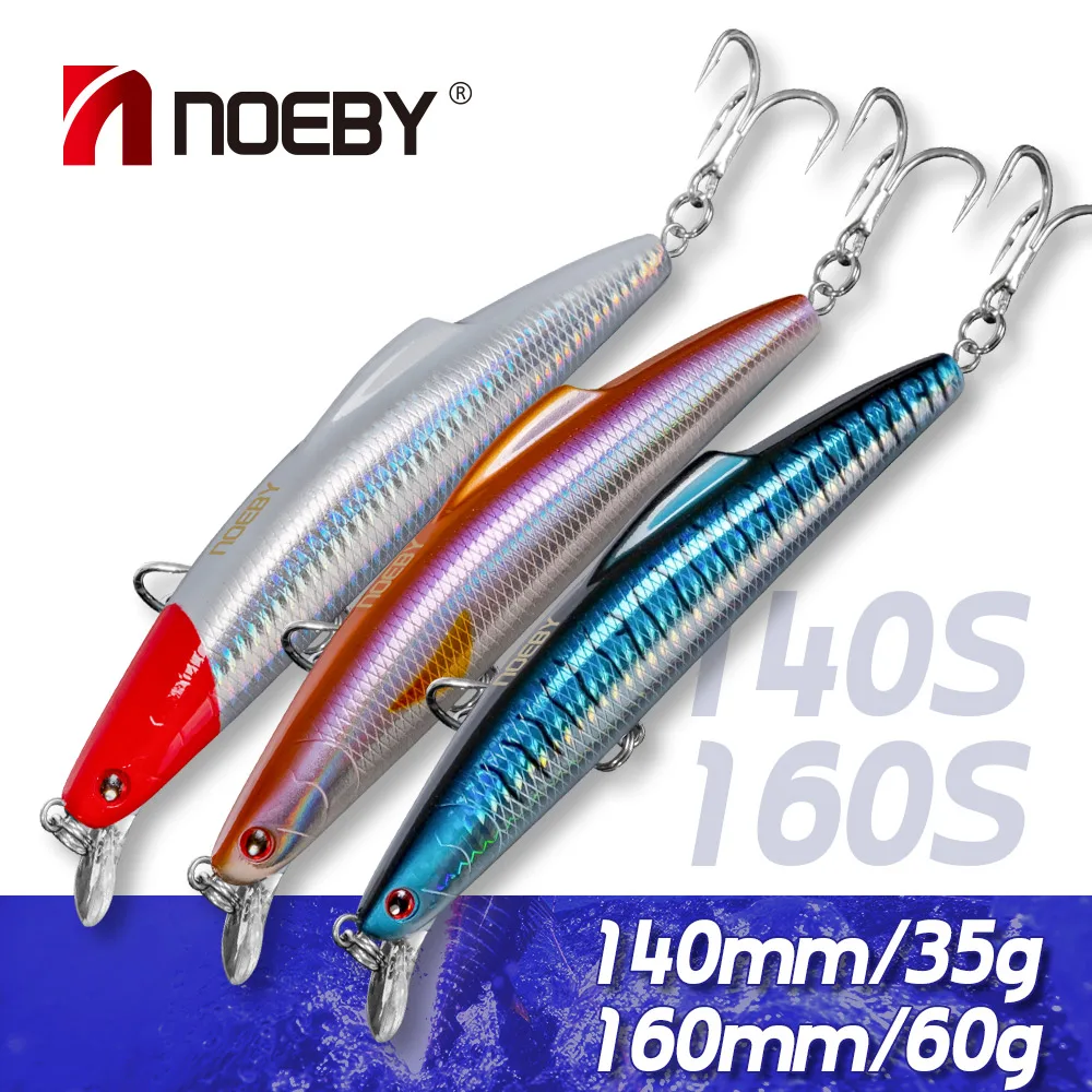 Noeby-señuelo de pesca de pececillo que se hunde, 14cm, 35g, 16cm, 60g, Wobblers que se hunden, cebo duro Artificial para aparejos de pesca de mar y atún