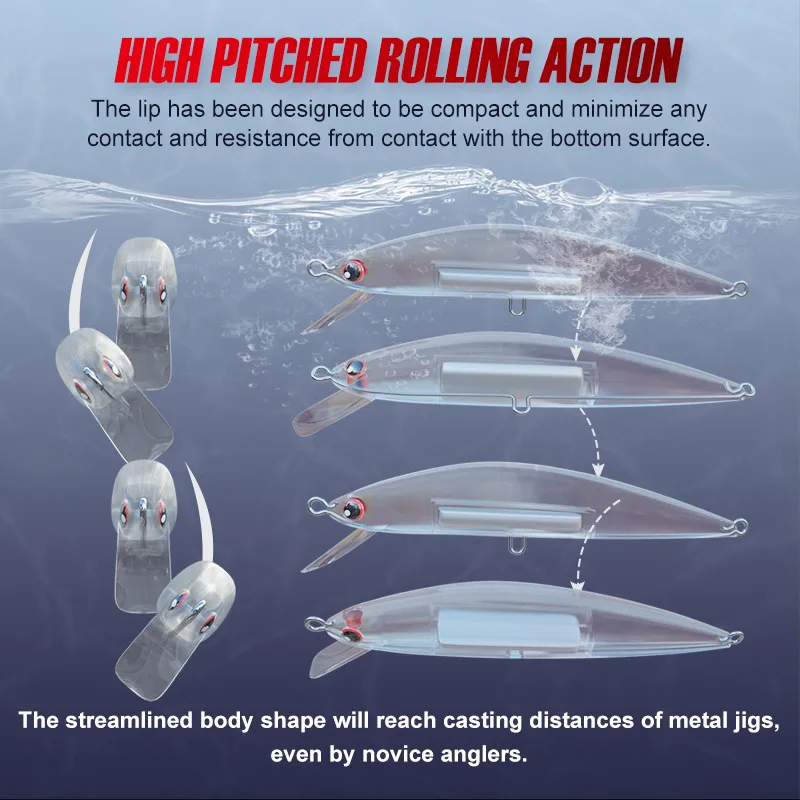 Noeby 120mm 44g señuelo de pesca de pececillo de hundimiento pesado Wobbler de fundición larga cebo duro Artificial para lubina señuelo de pesca de agua salada - imagen 4