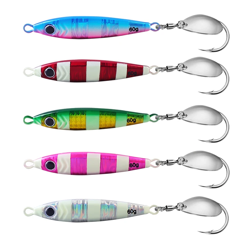 TAIYU Placa de hierro de extracción rápida pescado de plomo 20g/30g/40g placa de hierro Barracuda con cuchara giratoria de un solo Flash bomba de pesca de barco amarillo T - imagen 5