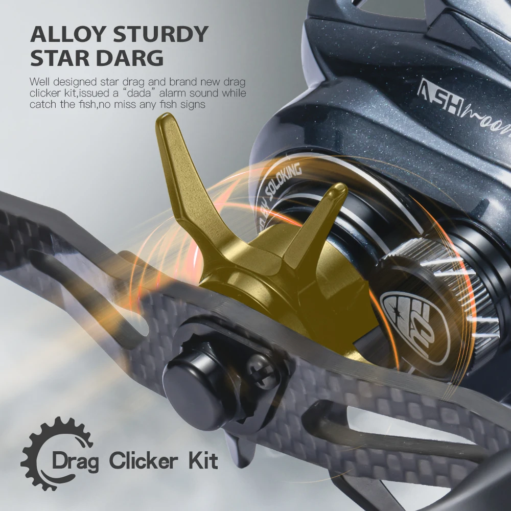 Carrete de Baitcasting de aleación SOLOKING ASHMOON 12 + 1BB 6KG de potencia carrete BFS de mango largo/carrete de todo uso/carrete de pesca en el mar - imagen 2