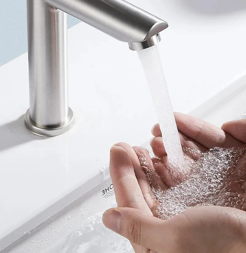 Grifo de un solo frío, grifo de lavabo de acero inoxidable 304 de alta gama, lavabo de encimera de baño - imagen 2