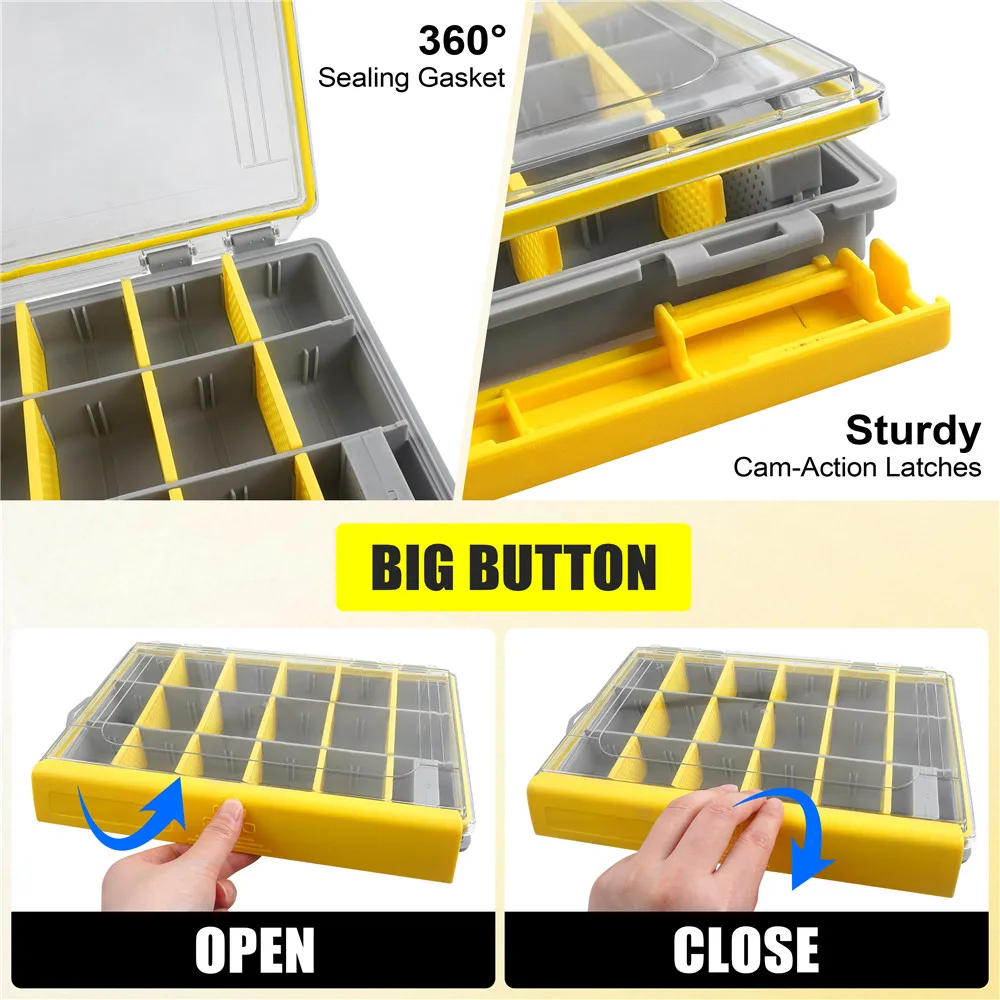 Caja organizadora de aparejos de pesca, caja de accesorios de pesca de carpa impermeable con divisores extraíbles, caja de almacenamiento de aparejos terminales para señuelos - imagen 3