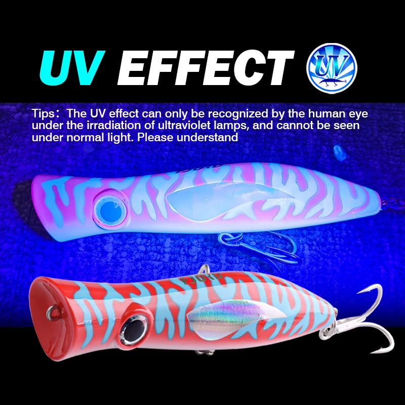 FJORD-señuelo de pesca Popper, cebo de superficie flotante Topwater de 49g con anzuelos triples, cebos duros de mar de agua salada de boca grande, productos de pesca - imagen 3