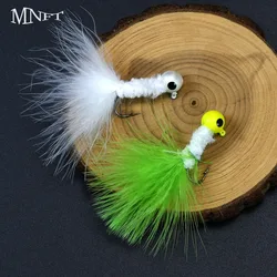 6 uds señuelo de pesca pluma Metal Jig Head gancho pesca tipo de pez marabú señuelo para Walleye Panfish Sunfish Bluegill perca cebos