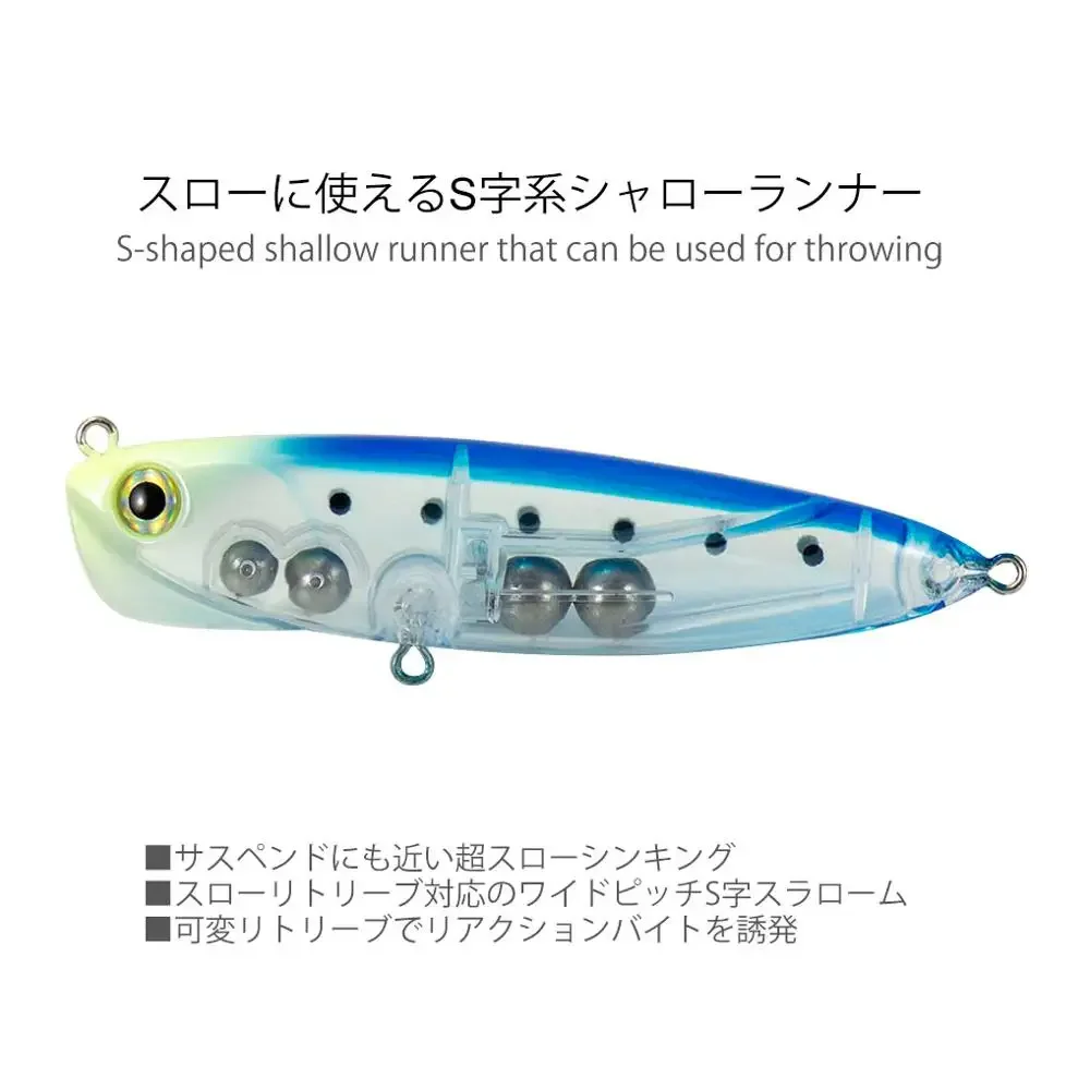 COUNTBASS Señuelos de pesca Lápiz de hundimiento lento de tiro ultra largo, cebo de palo de corredor poco profundo en forma de S para agua salada 90 mm 18 g