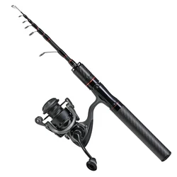 Caña pescar agua salada telescópica fibra carbono UL 38-165cm