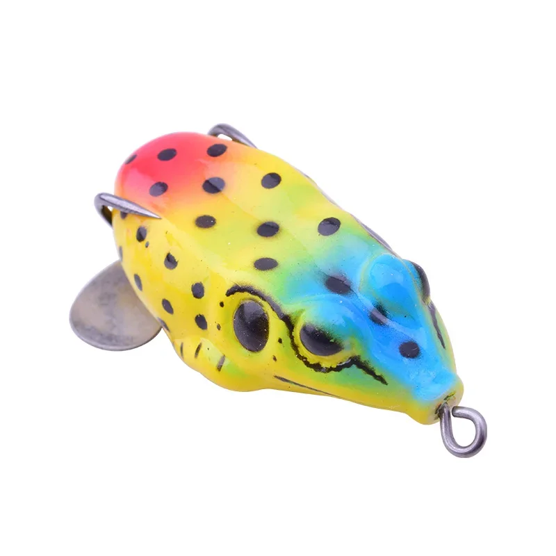 Señuelos de pesca de rana suave, anzuelos dobles con lentejuelas giratorias, 6cm, 11g, Rana de rayos Topwater, cebo Artificial suave, aparejos de pesca, 1 ud. - imagen 4