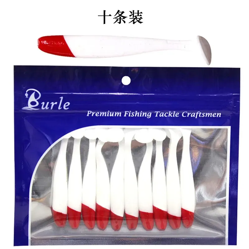 7cm 9cm 12cm 10 unids/bolsa cola en T cebo suave cabeza roja cebo biónico blanco suministros de pesca - imagen 5