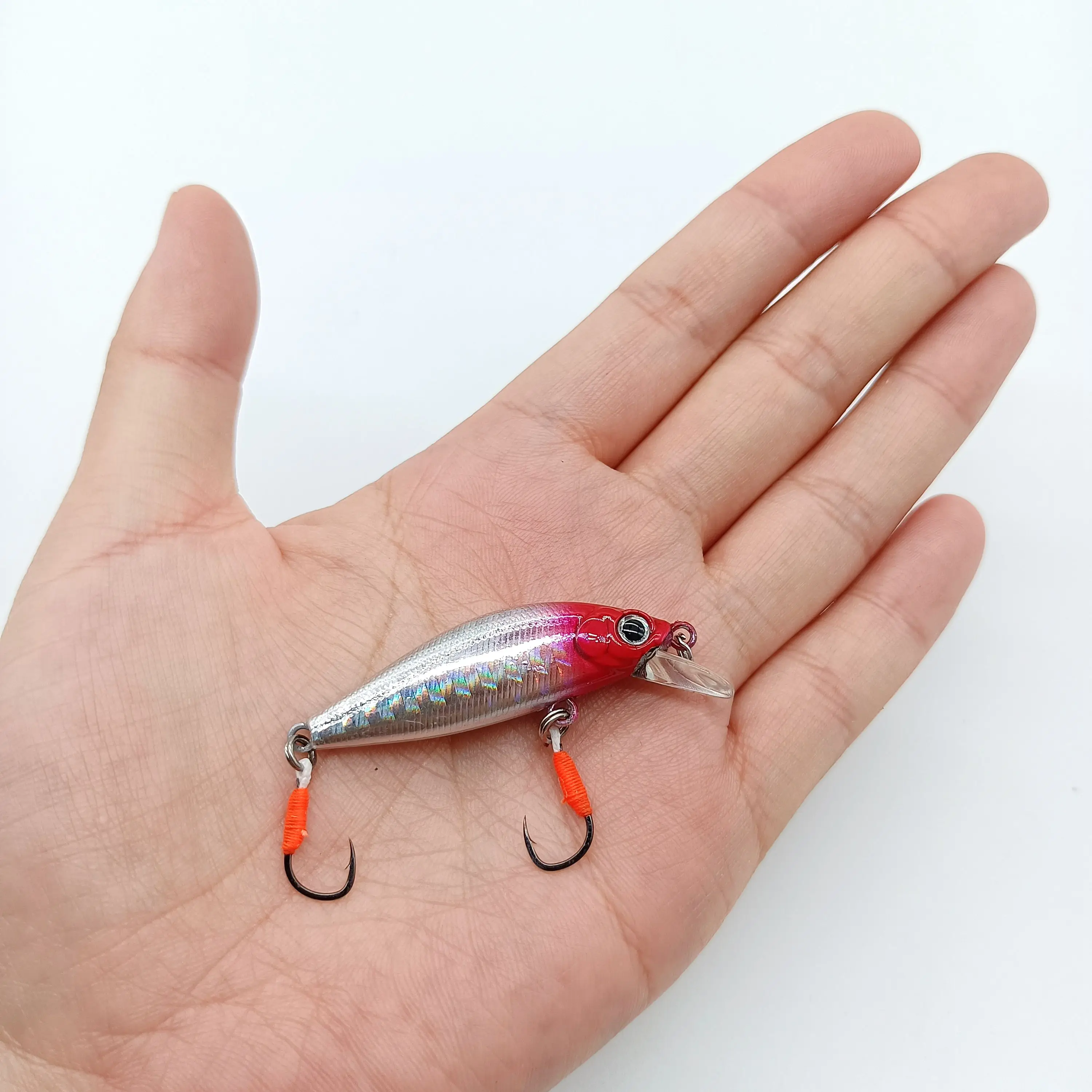 DUODUOYU-señuelo de Pesca de pececillo que se hunde, Mini perca de 3,2g/45mm, cebo duro con 2 ganchos individuales, aparejos de Pesca, 1 ud. - imagen 4