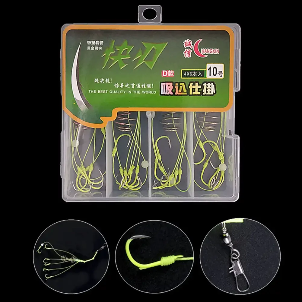 4 unids/lote 6 ganchos anzuelo de pesca de explosión señuelo de pesca trampa de cebo jaula alimentadora anzuelo de pesca afilado con resortes de acero inoxidable - imagen 5