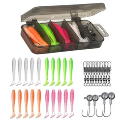 Kit swimbait silicona – 34 señuelos blandos con jig heads para lubina y trucha