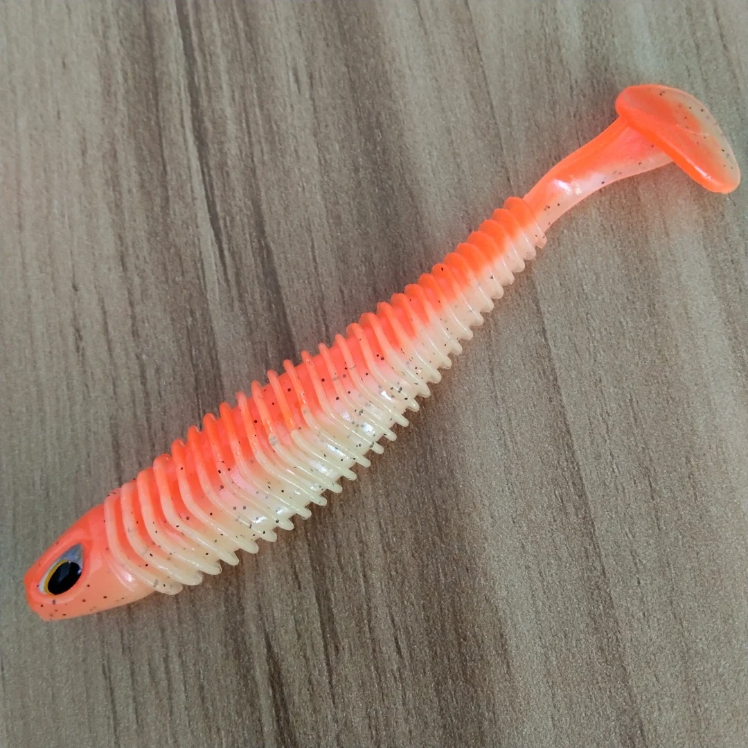 10 Uds. Señuelos blandos grandes 6,5 cm 7,5 cm 10,5 cm cola en T gusano Pesca de carpa Swimbait equipo cebo de silicona - imagen 4