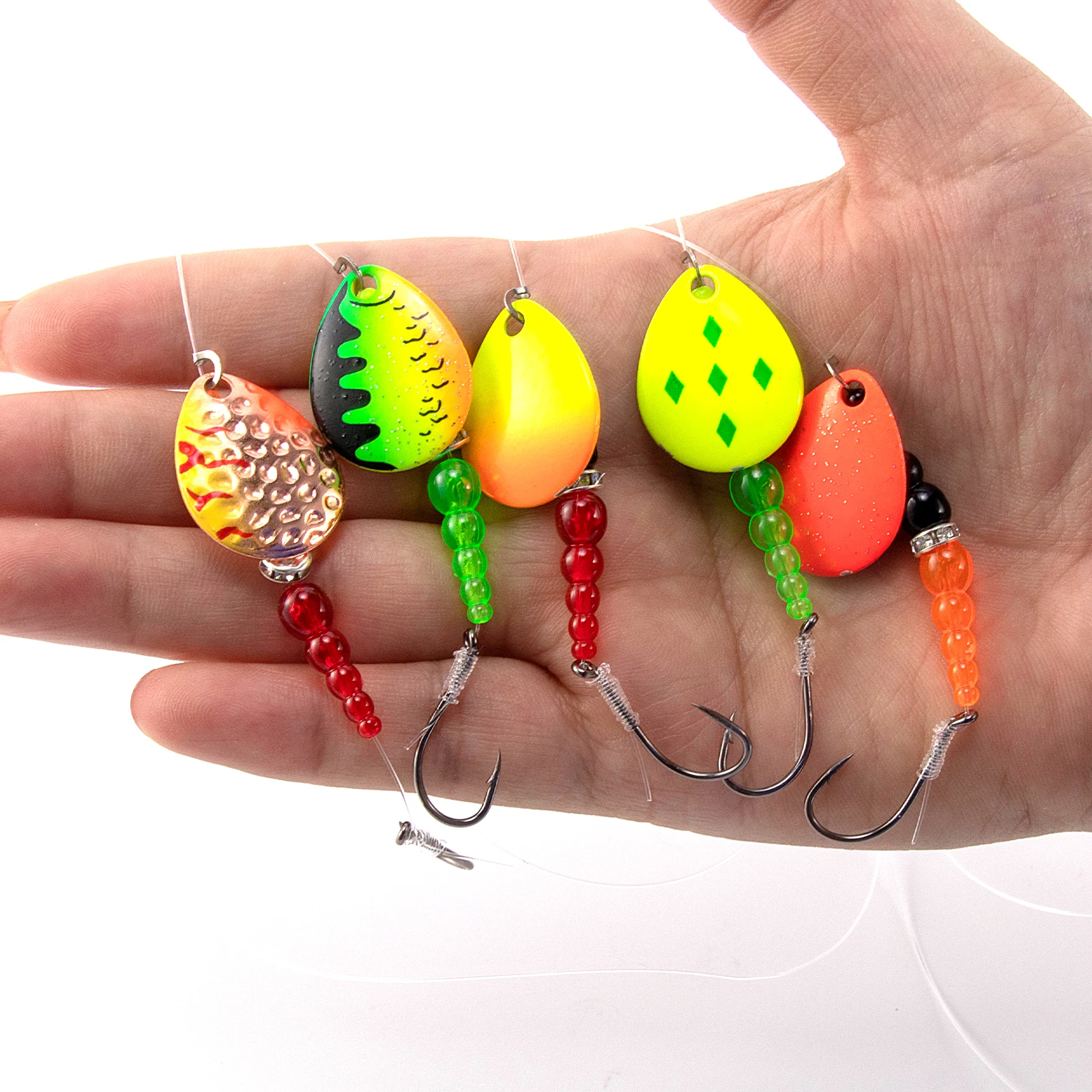 3/5pcs Walleye Rig Crawler Harness Walleye Spinner Rig Colorado Blade Stacked Fishing Bead Trolling Rig for Kokanee Trout Salmon - imagen 4