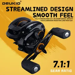 DEUKIO 7.1:1 Carrete Baitcasting alto arrastre para carpa