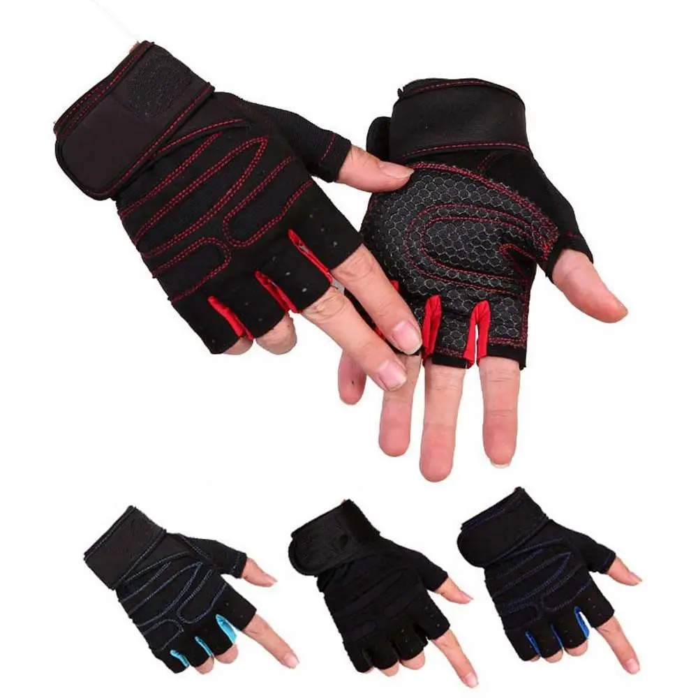 Guantes de medio dedo para hacer ejercicio, manoplas de medio dedo para hacer ejercicio al aire libre, gimnasio, levantamiento de pesas - imagen 4