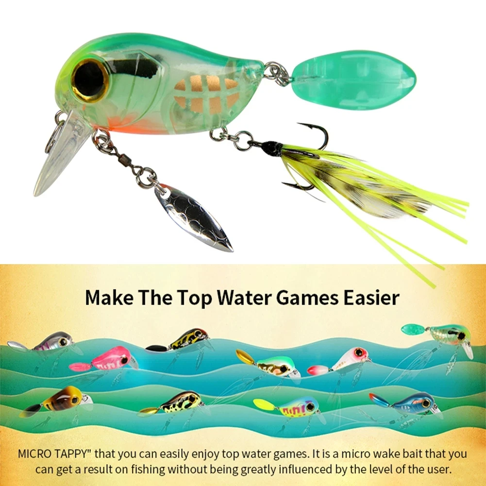 Micro Tappy Señuelos de Pesca con micropañal, cebos duros artificiales con manivela, Wobblers, placa de lengua, cuchara giratoria con pluma, cebo para trucha y de lengüeta de cigüeñal Wobblers Poisson truite Appât - imagen 3