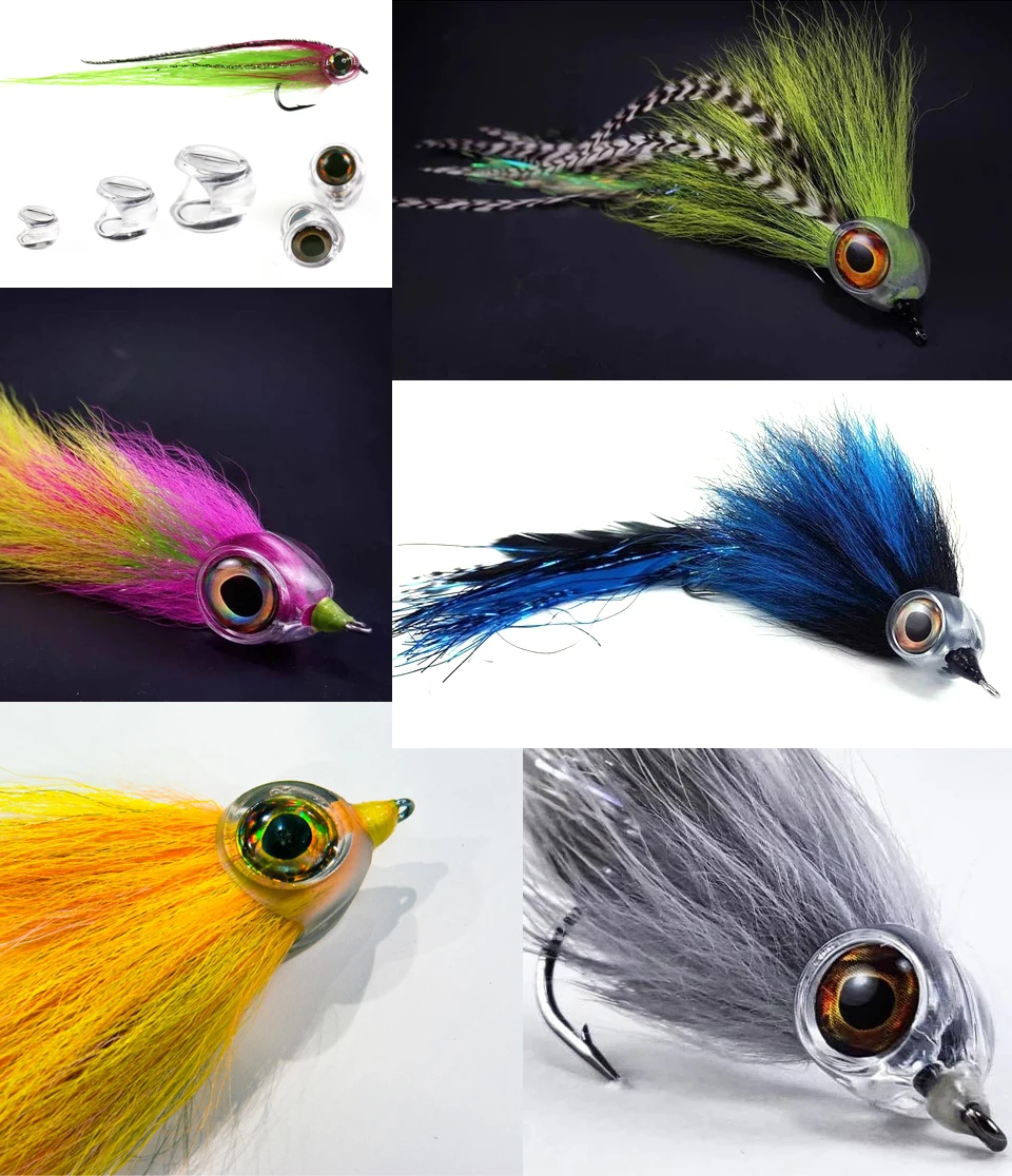 ICERIO-Máscara de pescado para atar moscas, ojos de pez 3D para hacer Streamer, Lucio, lubina, trucha, señuelos de agua salada, Material de atado de moscas, 100 piezas, #4 #6 #8 - imagen 5