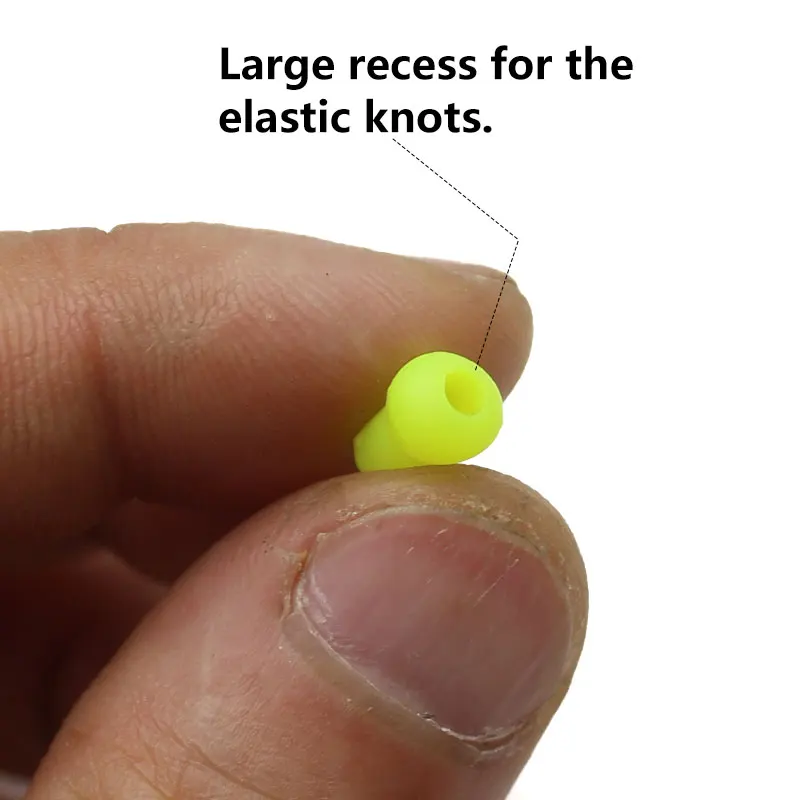 Conector mostrando su diseño para elásticos sólidos de hasta 8-10 y color naranja fluorescente