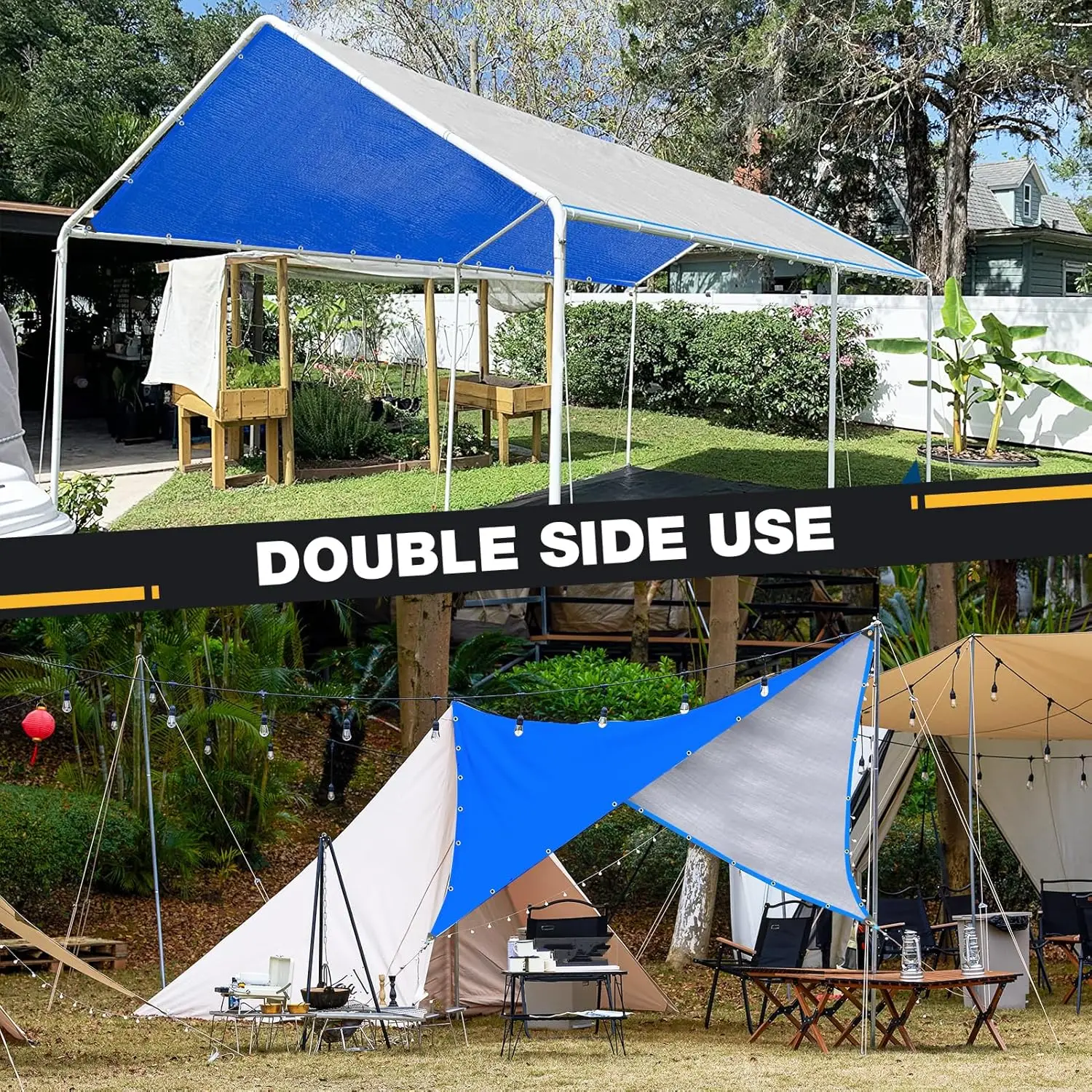 Lona impermeable de alta resistencia, cubierta multiusos grande, lonas de polietileno gruesas resistentes a los rayos UV para tienda de campaña al aire libre, cubierta para lluvia para piscina - imagen 3