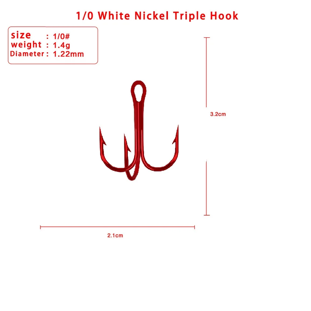 10 Uds. Accesorios de pesca de carpa con Triple anzuelo de níquel rojo, accesorios de aparejos de pesca, todo para pescar - imagen 5
