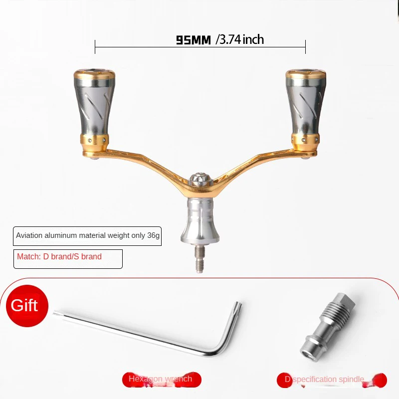 DEUKIO-mango de doble agarre de Metal ligero para carrete de pesca giratorio, perillas con rodamientos, asas dobles - imagen 5