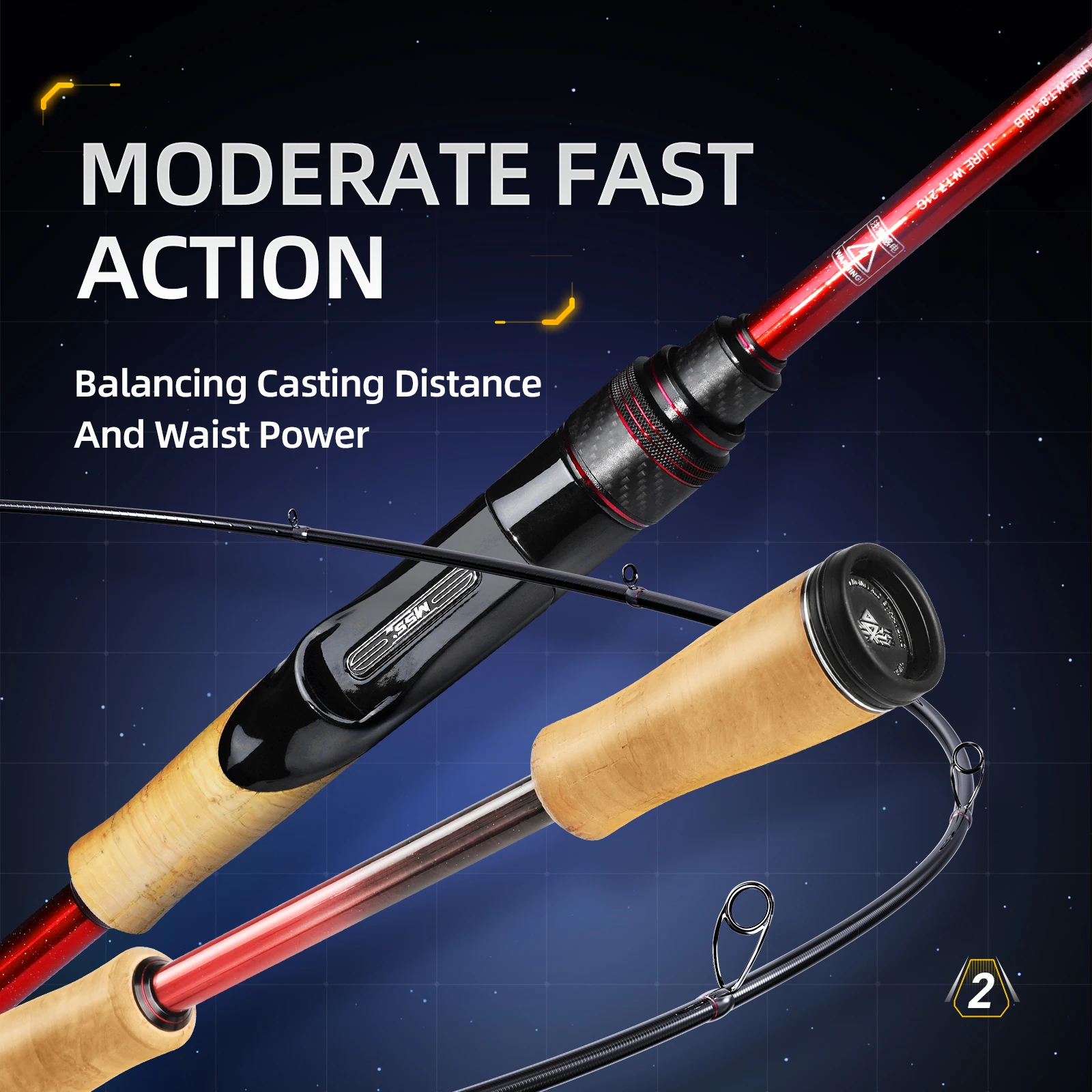 HANDING Star Sky caña de pescar todo alrededor, 30 toneladas, carbono, espacios en blanco, FUJI®A Ring Guides caña de pescar giratoria MF/F Action, cañas de fundición largas - imagen 5