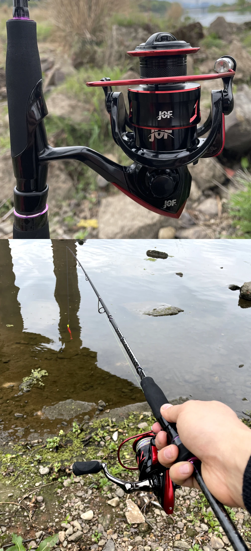 Experimente la emoción de la pesca con este combo de caña de pesca y carrete de alto rendimiento
