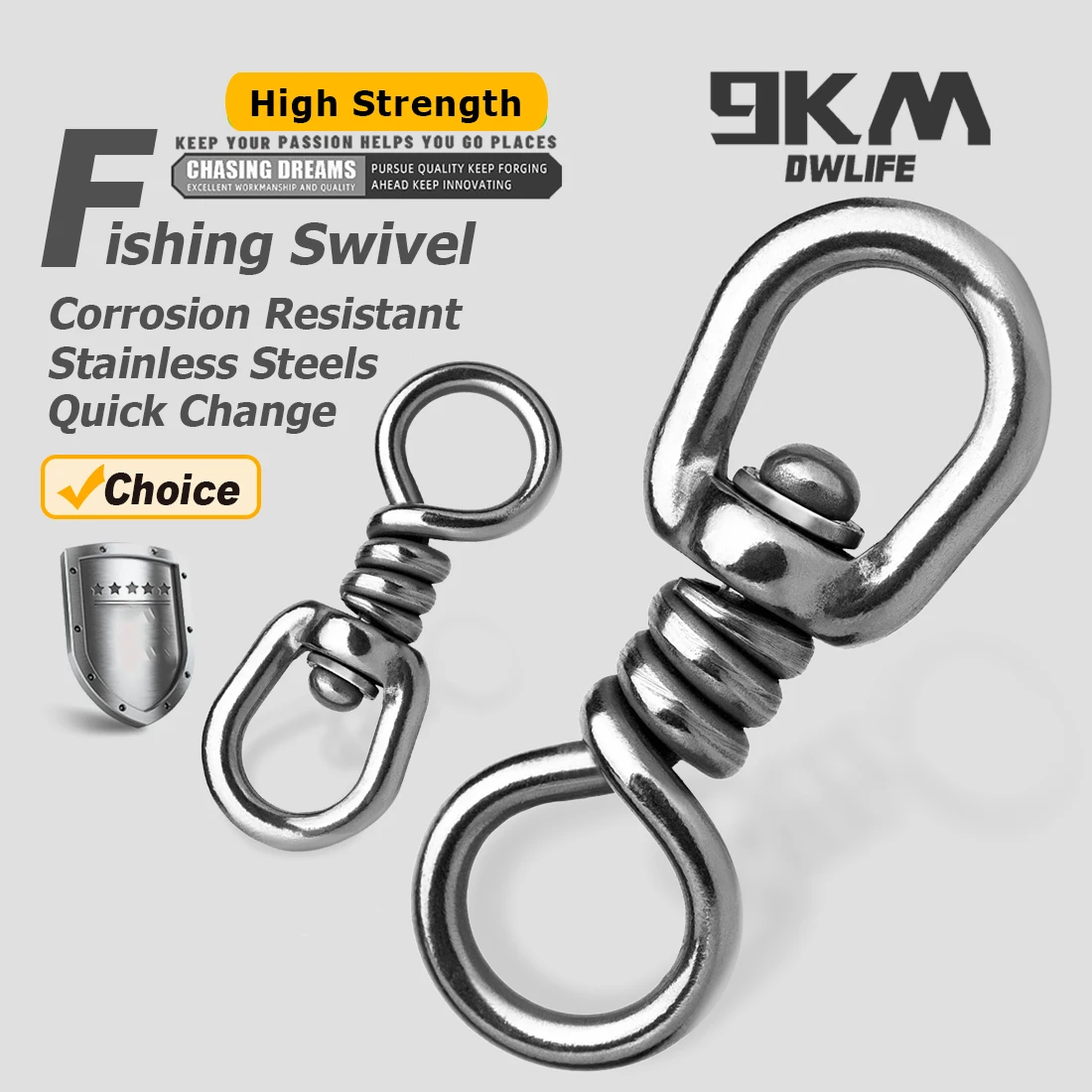 Conector de pesca de acero inoxidable de agua salada giratorio de pesca de atún de 9KM 15 ~ 60 uds a granel