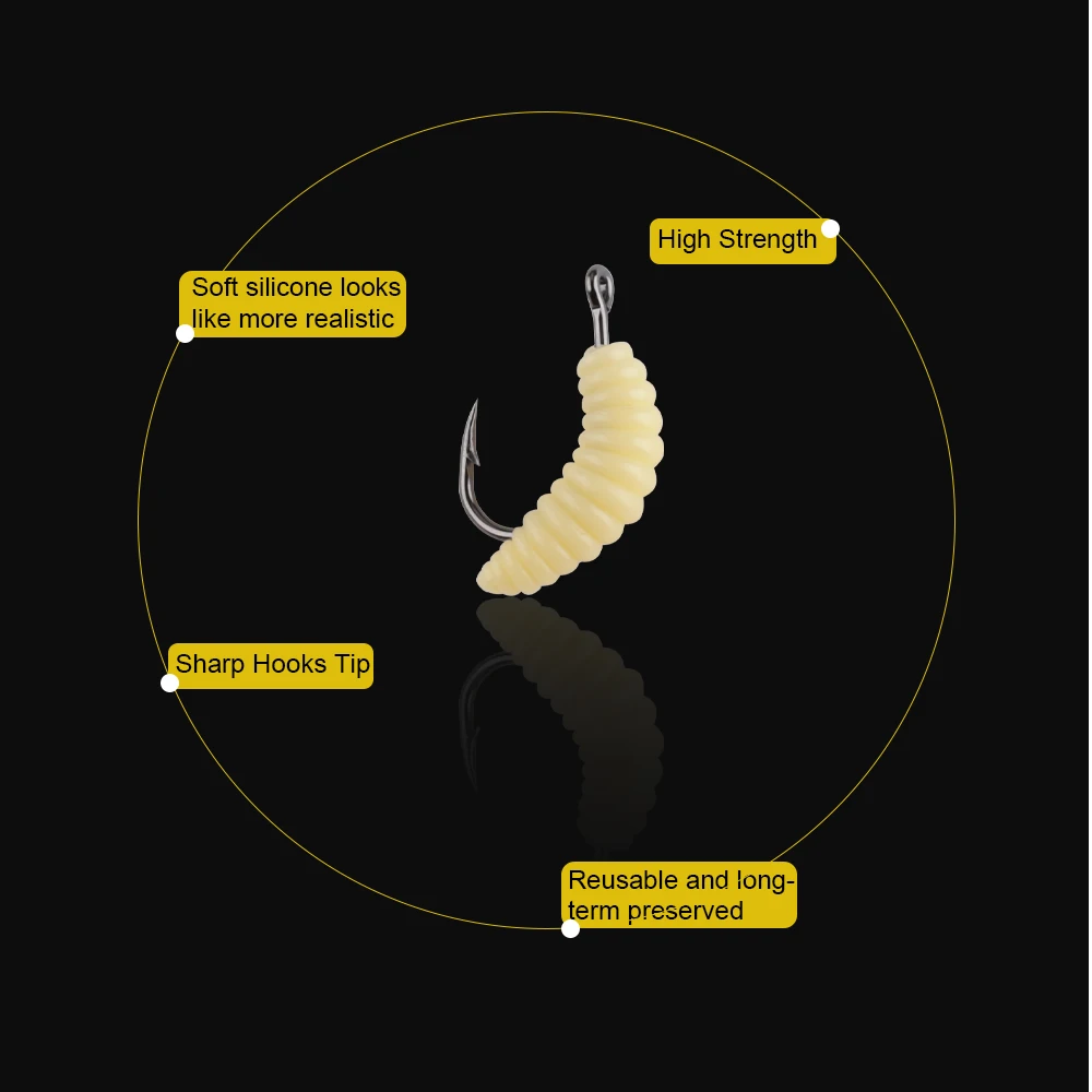 Lombrices de vinilo FTK con anzuelo – Señuelos blandos para agua dulce - imagen 3