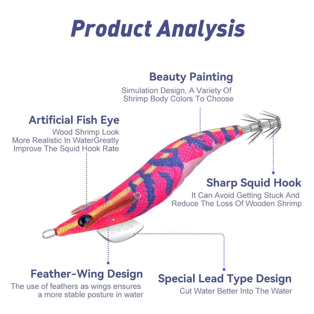 Kingdom EGI Jigs 2.5 #   3.0 #   3.5 #   Señuelo de pesca Artificial, anzuelo de calamar de alta calidad, cebos duros para camarones para sepia EGI - imagen 3