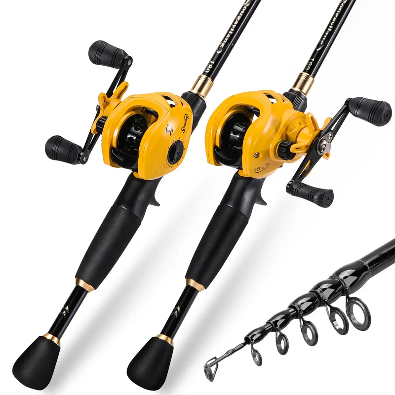 Sougayilang-Combo de pesca de fundición telescópica, caña de fibra de carbono portátil de 1,8-2,4 m, relación de engranaje 7,2: 1, Combo de carrete de pesca - imagen 2