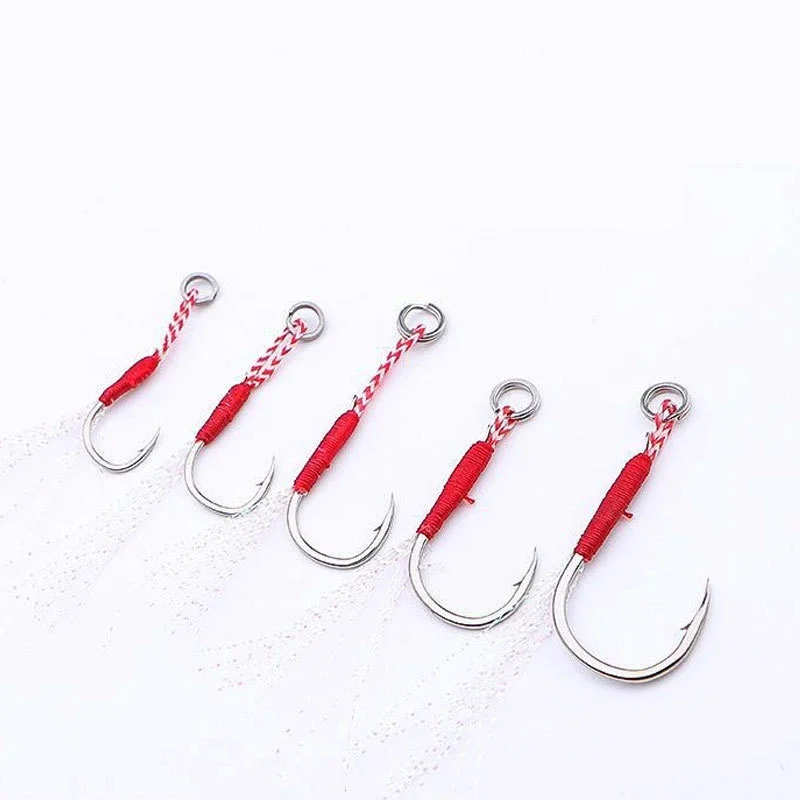 OUTKIT, 10 Uds., señuelo de Pesca, anzuelo duro, plantillas de Pesca DIY, anzuelo de asistencia, anzuelos de plantilla individuales con púas, Pesca de acero rico en carbono - imagen 2