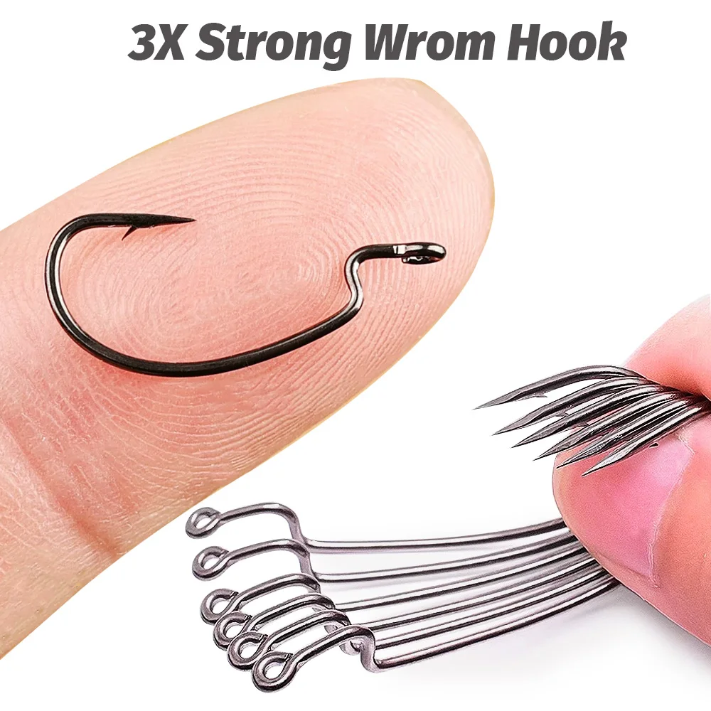 Anzuelos Offset Wide Gap para Texas Rig – Con púas, acero carbono - imagen 5