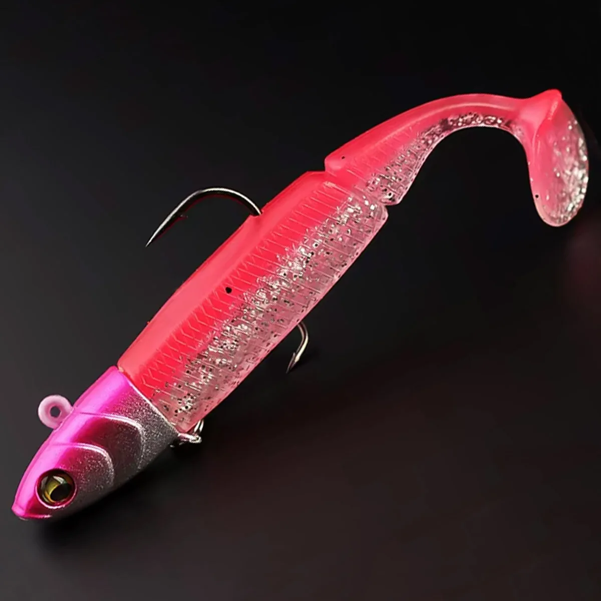 Señuelos de pesca blandos con cabeza de anzuelo de pececillo negro, 20g, señuelo de silicona Wobblers, cuchara giratoria de Metal, cebo para Lucio, trucha, aparejos de pesca de lubina - imagen 3