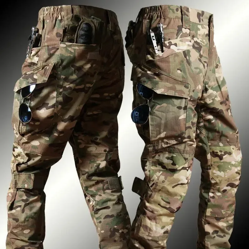 Pantalones tácticos de combate al aire libre para hombre, uniforme de entrenamiento de asalto de camuflaje, pantalones largos de estilo militar para senderismo y campo - imagen 2