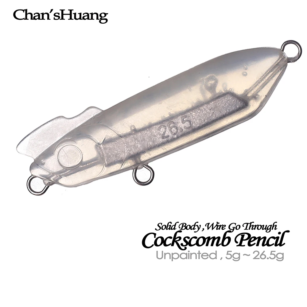 Chan'sHuang-Señuelos de Pesca artificiales, cebo en blanco sin pintar de 20 piezas, lápiz de hundimiento, cuerpo sólido
