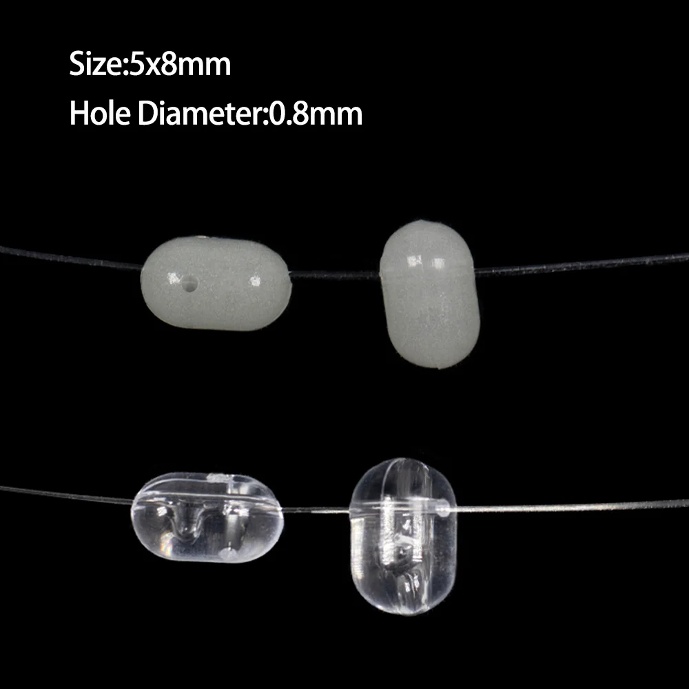 Lionriver-Cuentas de pesca con agujero cruzado de perlas, abalorios duros de plástico luminoso y transparente, aparejos de agua salada, accesorios de pesca de carpa, 100 Uds. - imagen 3