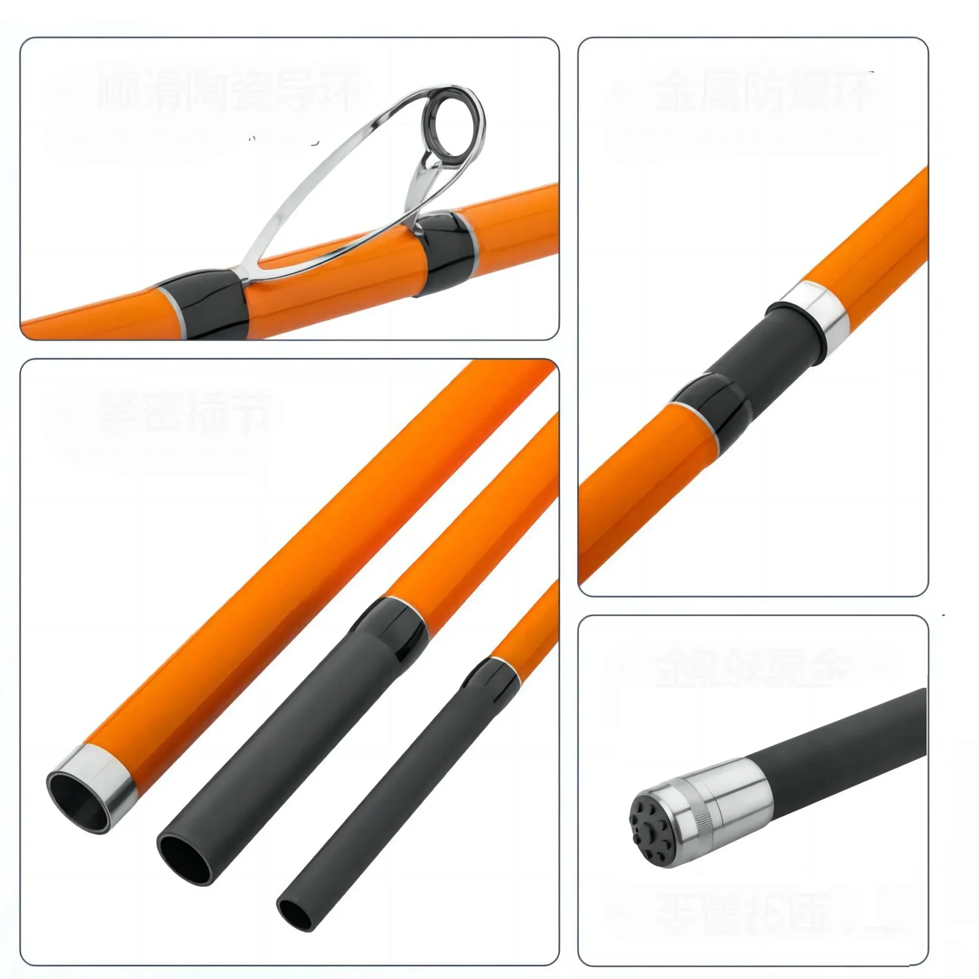 Caña de pescar para carpas de 3,3 m, 3,6 m, 3,9 m y 4,2 m, 35 kg, portátil, para surf, de viaje, de fibra de carbono, para agua salada. - imagen 4