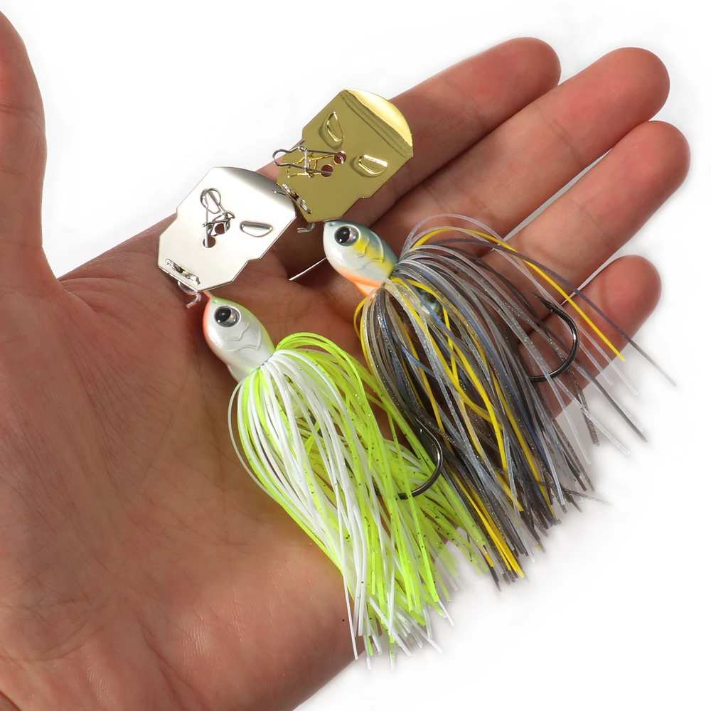 Chatterbait-Señuelos de Pesca de 16g y 19g, faldas de silicona, cuchara con hoja oscilante, anzuelo con cabeza de plantilla de goma, Swimbait de alambre, 1-3 uds., cebo giratorio