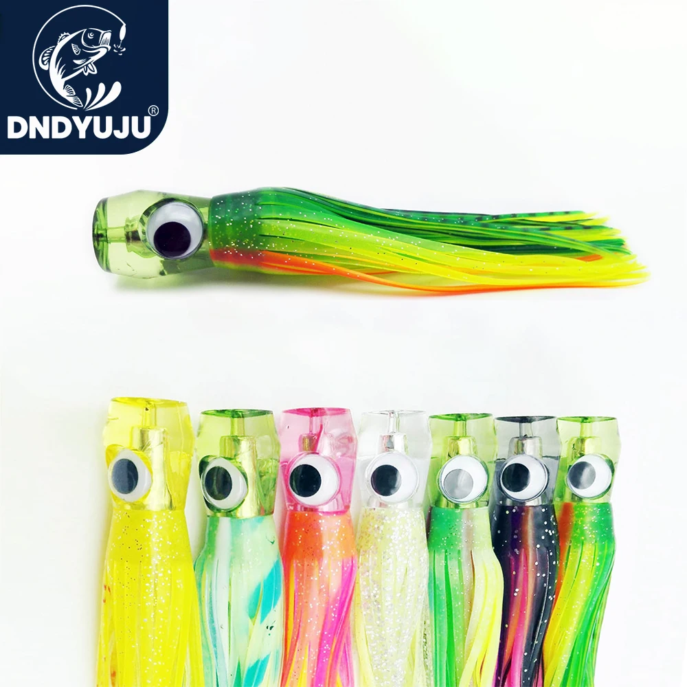 DNDYUJU-señuelo de pesca de mar, 1 Uds., 55g/17CM, cebo de pesca de barco, Troll, resina acrílica, pulpo, calamar biónico, falda de plumas - imagen 3