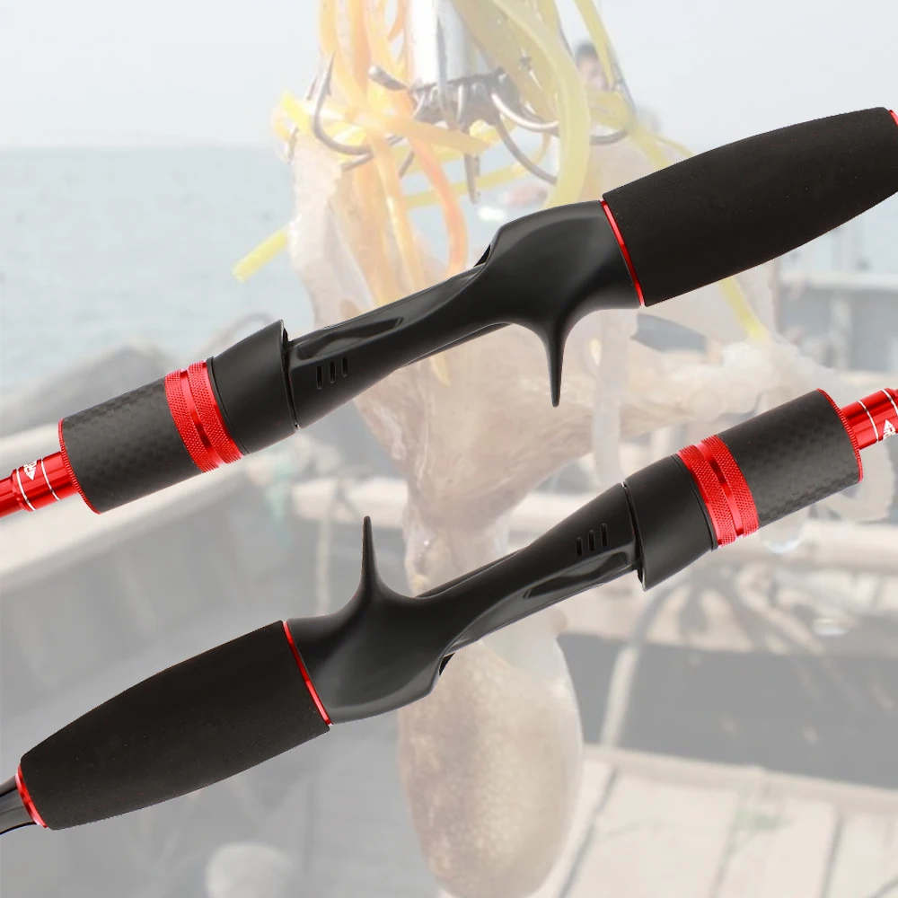ROLLFISH-Guías giratorias de punta sólida de fibra de carbono, caña de pescar de sepia de pulpo, barco de agua salada, caña de Jigging ligera, acción 7:3 + bolsa de caña - imagen 5